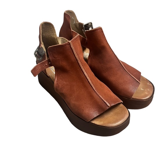✅Miz Mooz Leather Wedge Sandals Gloria Brick Sz 40 - Picture 3 of 9